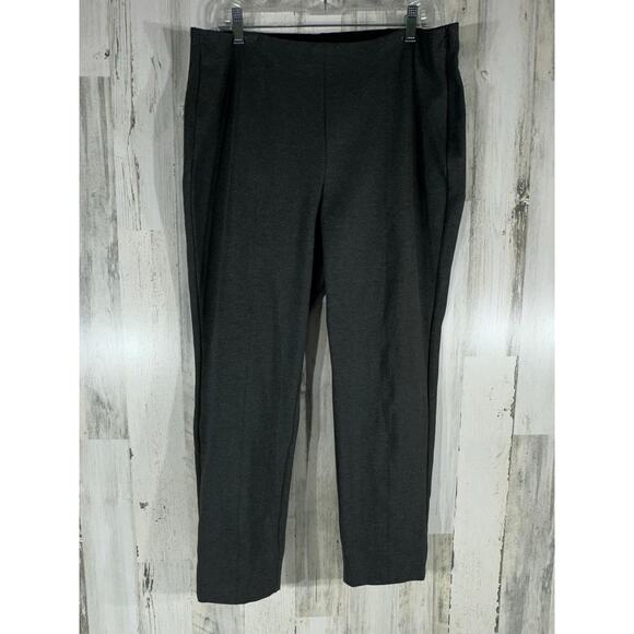Quince Ponte Knit Ankle Pants XL (36x26) Zip Up Charcoal Gray Back Slits Seams - Picture 1 of 10
